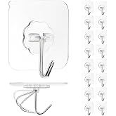 PapaPick Adhesive Wall Hook, Set Heavy-Duty Thickened self-Adhesive Hook，16Pcs，33lb max Loading，Transparent, Waterproof, Bathroom, Outdoor, Kitchen, Doors, Practical Tools.