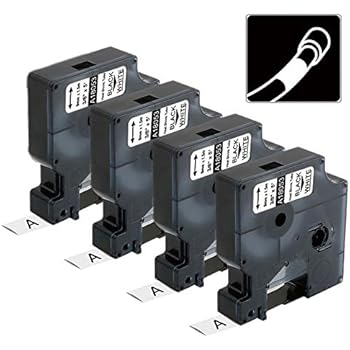 4-Pack Compatible Industrial Labels Replacement for DYMO 18053 3/8'' Heat Shrink Tube Labels for DYMO Rhino 4200, 5200, 5000, 6000 Industrial Label Maker and More, Black on White, 3/8 Inch x 4.9 Feet
