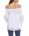 ZANZEA Women's Stripe Lace Splice Off Shoulder Puff Long Sleeve Top Blouse Shirt