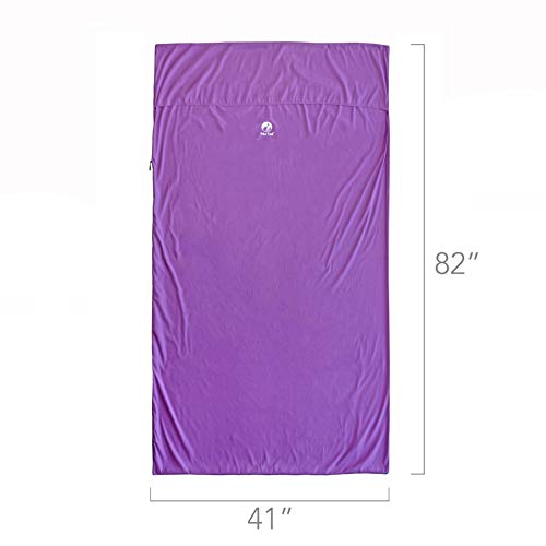 Pike Trail Sleeping Bag Liner - Travel and Camping Sheet, Lightweight and Compact Insert with Full Length Zipper and Guarantee (Royal Purple, Large, 82" L x 41" W) - Thumbnail 5