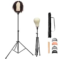 xnicx Wig Stand Mannequin head Tripod Holder Adjustable Canvas Block Head Stand Cosmetology Hairdressing Hair Extensions