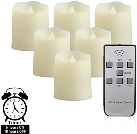 Flameless Candles,LED Tea Lights With Remote Control,Battery Operated Flicking Tealights Bluk With Timer In Warm White For Wedding,Christmas and Birthday Party-6 Pack
