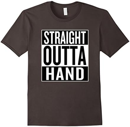 Mens Funny Spoof T-Shirt Straight Outta Hand Large Asphalt