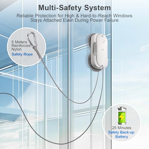 HUTT DDC56 Window Cleaning Robot Double Beam with Ultrasonic Spray Function, Electric Window Cleaner Remote Control with Dual Water Tank, Window Edge Detection