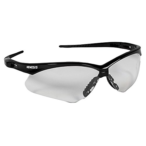 Jackson Safety V30 Nemesis Safety Glasses (25676), Clear with Black Frame, 12 Pairs / Case