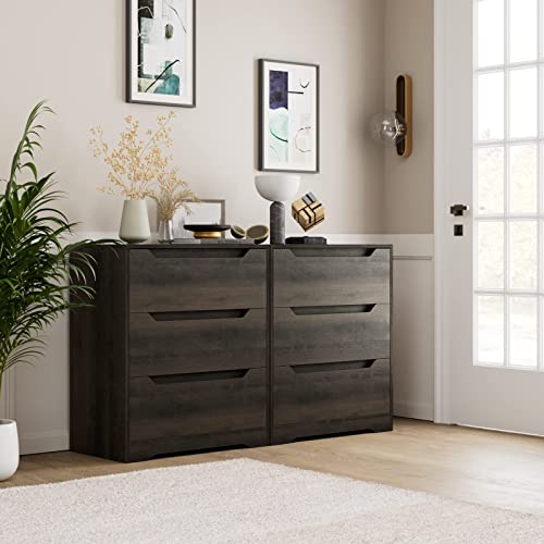 HOSTACK Modern 3 Drawer Dresser, Wood Chest of Drawers with Storage