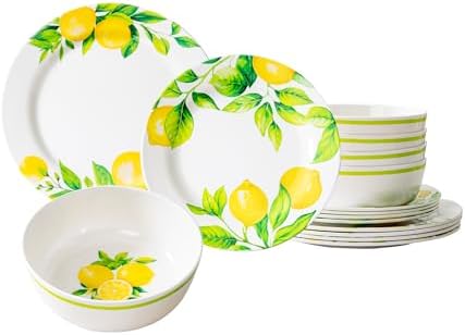 MEYREMUI 12Pcs Melamine Lemon Dinnerware Set price in Saudi Arabia