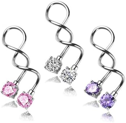 Kiokioa Spiral Twist Navel Ring 316L Surgical Steel Body Piercing Rings14g