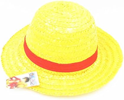 One piece Luffy Straw Hat with String by MOVTEKE Cosplay Accessories Better for kids Yellow Color (33CM)