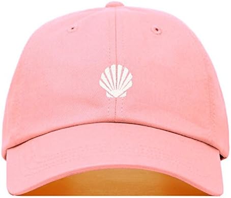 Sea Shell Baseball Hat, Embroidered Dad Cap, Unstructured Soft Cotton, Adjustable Strap Back (Multiple Colors) (Light Pink)