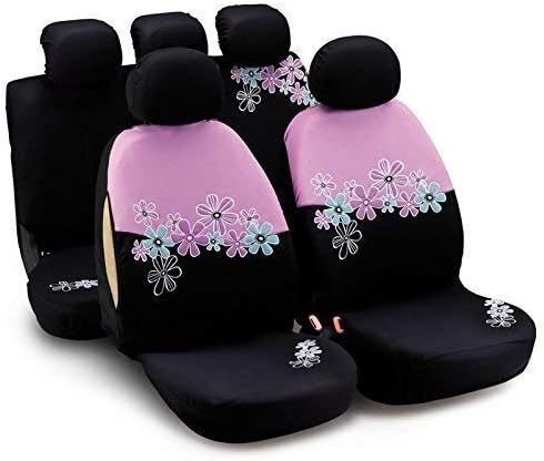 GDLQ Car Seat Covers for Women Full Set Universal Fit Car Seat Protectors Rear Split Butterfly Flowers Embroidery Compatible to Most Cars Fashion Car Interior Fittings - 9PCS (Color : B)