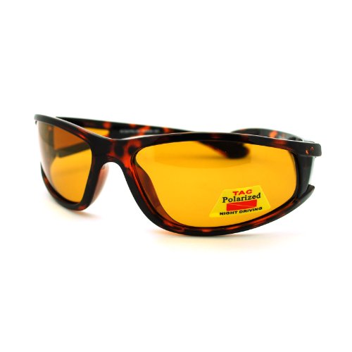 Polarized Lens Mens Wrap Around Sports Sunglasses Tortoise