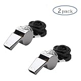 Golvery Petrel S10 Metal Referee, Coach Whistle - Stainless Steel - Extra Loud Whistle with Lanyard for School Sports, Soccer, Football, Basketball and Lifeguard Protection - 2 of Set
