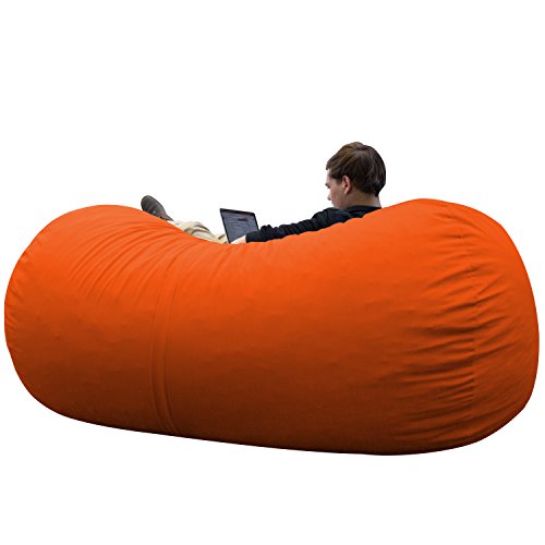 Xorbee 7-Foot Foam-Filled Bean Bag Lounger in Twill, Orange Crush
