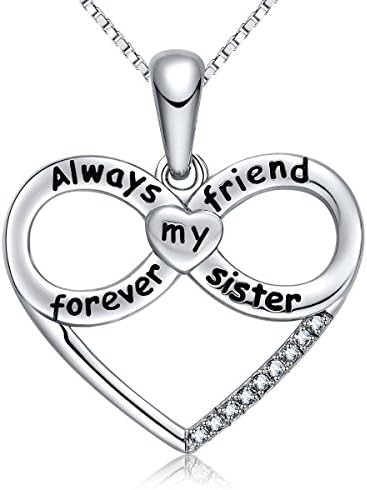 FANCYCD"Always My Sister Forever My Friend" Love Heart Necklace, 18", Jewelry for Women & Girls, Birthday Gifts for Sister, Best Friends.