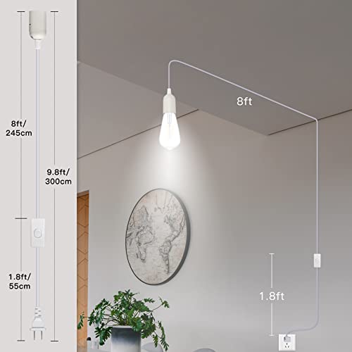Pendant Light Cord 9.8ft Hanging Lights with Plug in Cord E26/E27