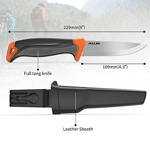 Jellas Bushcraft knife, 8Cr Fixed Blade Knife, 9inch Outdoor