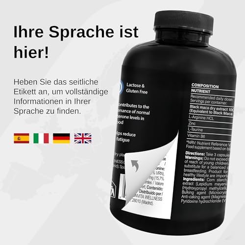 Black Maca Schwarz Kapseln Hochdosiert 45.000 mg Äq. mit L-Arginin, 180 St.