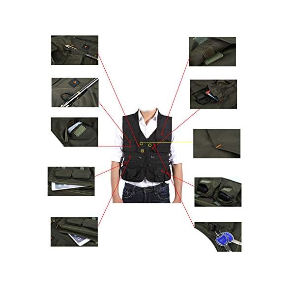 Janhiny Quick Dry Fly Fishing Vest Atmungsaktive Angeljacke mit Mesh-Futter für Angler – Bild 5