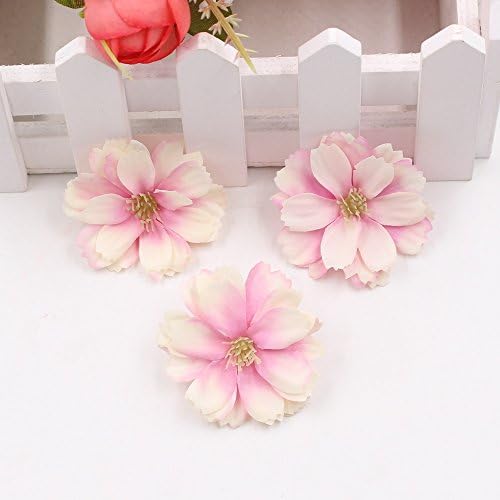 Artificial Flower 50pcs Mini Silk Plum Blossom Wedding Decoration DIY Wreath Clip Clip Accessories Handmade Craft Flower Head (Light Purple)