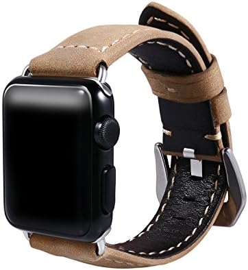 Apple Watch Bands AIRED 42mm Strap Smartwatch Accessories Replacement Watchbands With Best Genuine Leather And Large Metal Clasp For Women , Men , Kids and Girls (Light Brown - 42mm)