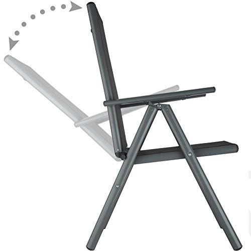 tectake® Aluminium Sitzgruppe 8+1, Gartenmöbel Set mit Stuhl und Tisch, klappbare Gartenstühle, Gartentisch mit Sicherheitsglas, wetterfeste Terrassenmöbel, für Garten Terrasse Balkon - anthrazit – Bild 4