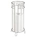mDesign Decorative Free Standing Toilet Paper Holder Stand with Storage for 3 Rolls of Toilet Tissue - for Bathroom/Powder Room - Holds Mega Rolls - Durable Metal Wire Design - Satin