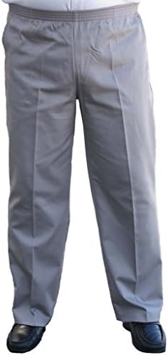 CK Sportswear The Senior Shop Men's Full Elastic Waist, No Zipper, Buttons Loops, Pull On Twill Casual Pant