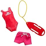 Barbie Clothes: Career Outfit for Barbie Doll, Lifeguard Swimsuit and Shorts with Life Buoy, Gift for 3 to 8 Year Olds