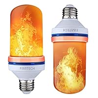 Flame Light Bulbs, FIMITECH LED Flame Effect Fire Light Bulbs, 4 Modes, E26 Standard Base, 108pcs LED Flame Light, Atmosphere Lighting, Decorative Light for Halloween,Christmas (2 Pack)