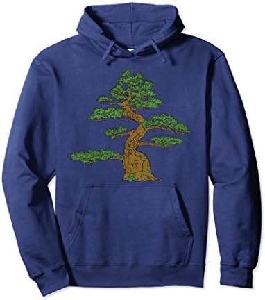 Unisex Traditional Asian Giant Zen Tree Print Pullover Hoodie Medium Navy