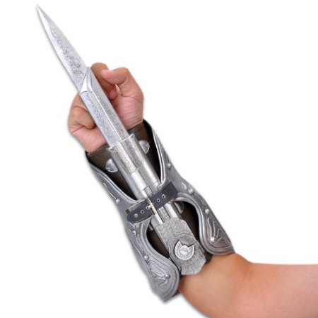 JINTO?Silver Assassin's Creed Brotherhood Ezio Auditore Gauntlet Replica G gift Hidden Blade Toy
