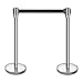 New Star Foodservice 54606 Stanchions, 36-Inch Height, 6.5-Foot Retractable Belt, Set of 2, Silver Belt