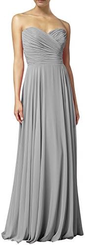 Huafeiwude Women's Sweetheart Chiffon Long Evening Dress Bridesmaid Prom Dress Grey US 24