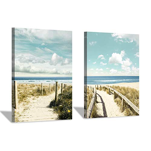 Beach Pathway Canvas Wall Art Coastal Fences Picture Painting Print