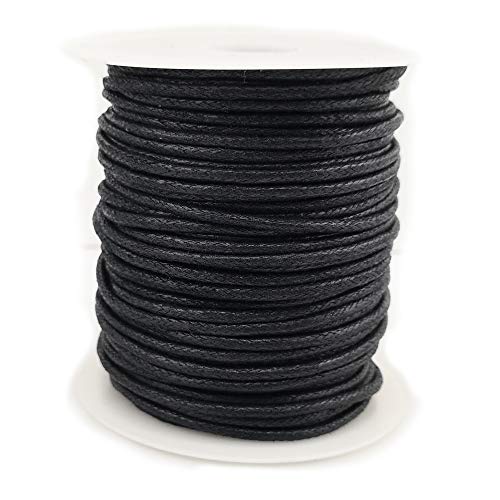 2.0mm Black Jewelry Making Beading Crafting MacramÃ© Waxed Cotton Cord Rope