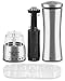 Beyond Flavor Electric Salt and Pepper Grinder Set (2 Shakers) Automatic Mills w/Adjustable Coarseness | Stainless-Steel, Battery Operated | Incl. Meal Recipe eBook and Mill Rest