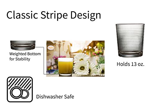 Palais Glassware Striped Collection; Striped Clear Glass Set