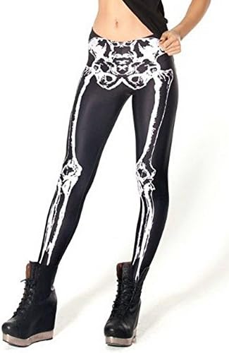 Woman Skeleton Digital Printed Pants Black Bone Plus Size