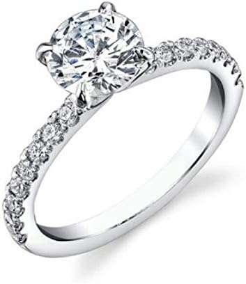 Jewels Etc GLI Certified 1.32 Ct Moissanite Eternity Genuine Moissanite Rings Round Cut Band Ring MoisanitEngagement Rings 14 K White Gold