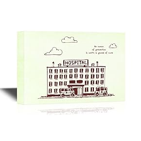 Clinic Canvas Wall Art - Hospital Drawing - Gallery Wrap Modern Home Art | Ready to Hang - 12x18 inches