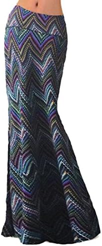 Fensajomon Womens Fashion High Waist Print Elastic Slimming Maxi Skrits