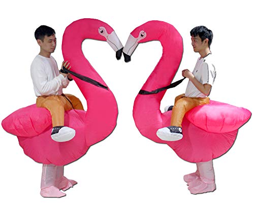Seasonblow Fancy Adult Inflatable Dinosaur Unicorn Cowboy Costume Halloween Cosplay Fantasy Costume (Flamingo)