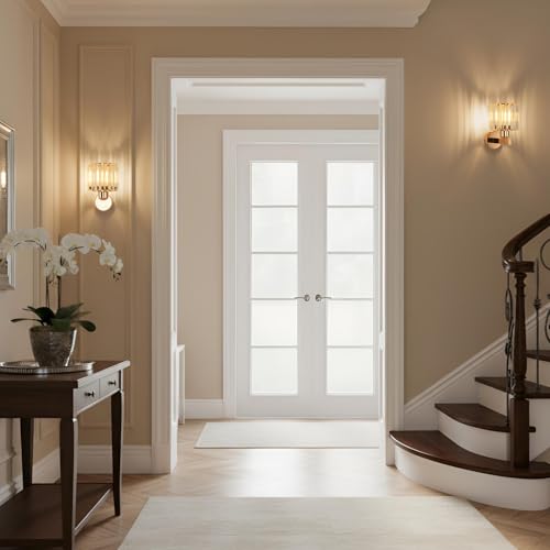 ANWIO Gold Crystal Wall Light, Modern Wall Light with E27 Base, Crystal Glass Wall Lights Interior, Wall Lamp for Bedroom, Kitchen, 2 Units (Bulbs Excluded)