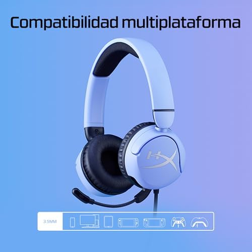 HyperX Cloud Mini - Fones de ouvido para jogos com fio para crianças, limite de volume 85dB, para PC / Switch / PS / Chromebook / Xbox / Mobile, Lavanda