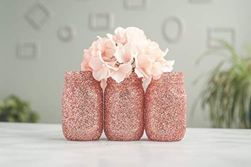 6 Rose Gold Wedding Centerpieces Vases Bulk Glitter Mason Jars