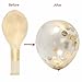 Sogorge 110 Party Balloons + 100 Yards Gold Curling Ribbon Roll Set 34 Gold Balloons | 33 White Balloons | 33 Purple Balloons | 10 Gold Confetti Balloons - 12-Inch Opaque Latex Balloons for Parties