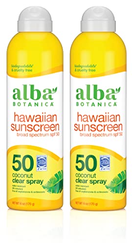 Alba Botanica Sunscreen Spray for Face and Body, Broad Spectrum SPF 50 Sunscree…