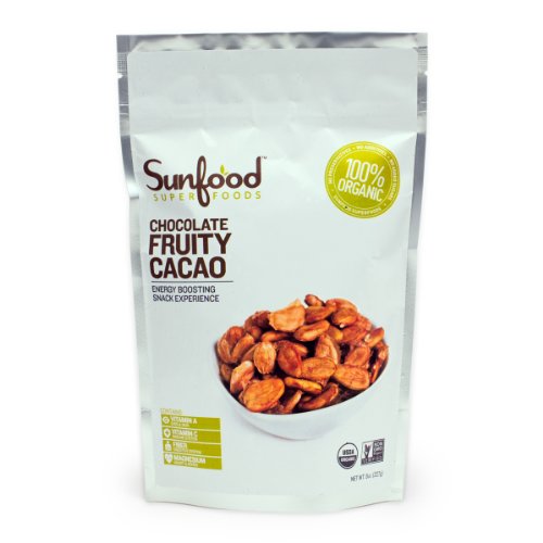 Sunfood Fruity Cacao Beans, Certified Organic, Vegan, Raw, 8oz Sunfood Fruity Cacao Beans, Certified Organic, Vegan, Raw, 8oz