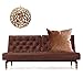 Kdays Thick Brown Faux Leather Throw Pillow Cover Cognac Leather Decorative Throw Pillow Case Farmhouse Decor Sofa Couch Cushion Covers Modern Minimalist Vegan Pillow Cover 20x20 Inches